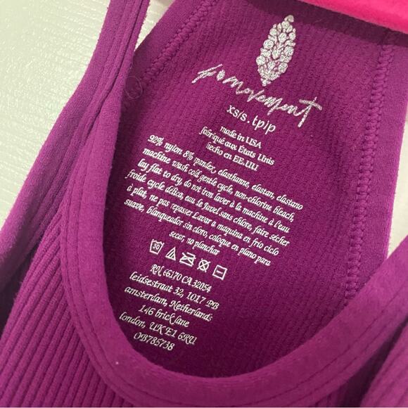 FREE PEOPLE • Movement Purple Happiness Runs Crop Tank Ribbed Raspberry Sherbet - Picture 3 of 4